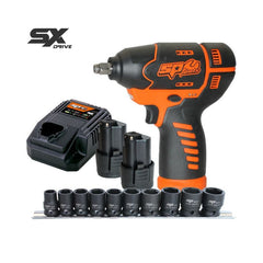 SP Tools - Cordless - 12V 3/8"dr Impact Wrench Kit - 2.5Ah X2 Batteries & Impact Socket Set - Sx Drive | SP831