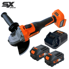 SP Cordless - Cordless - 18V 5" Brushless Angle Grinder - Slide Switch - 5.0Ah X2 Batteries & Charger - Sx Drive | SP83311