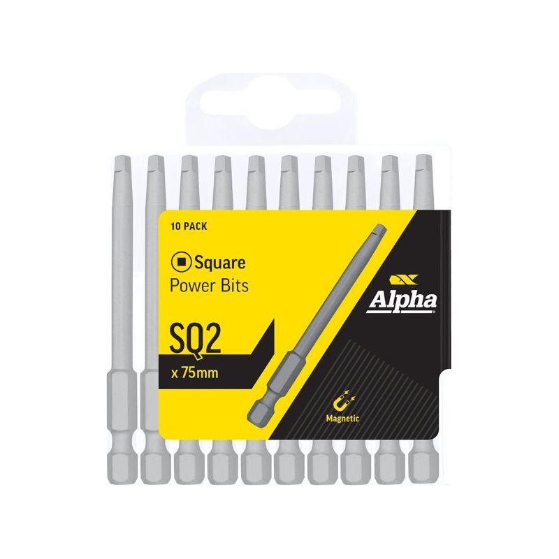 Alpha-Sq2 X 75Mm Power Bits - Handipack (X10)