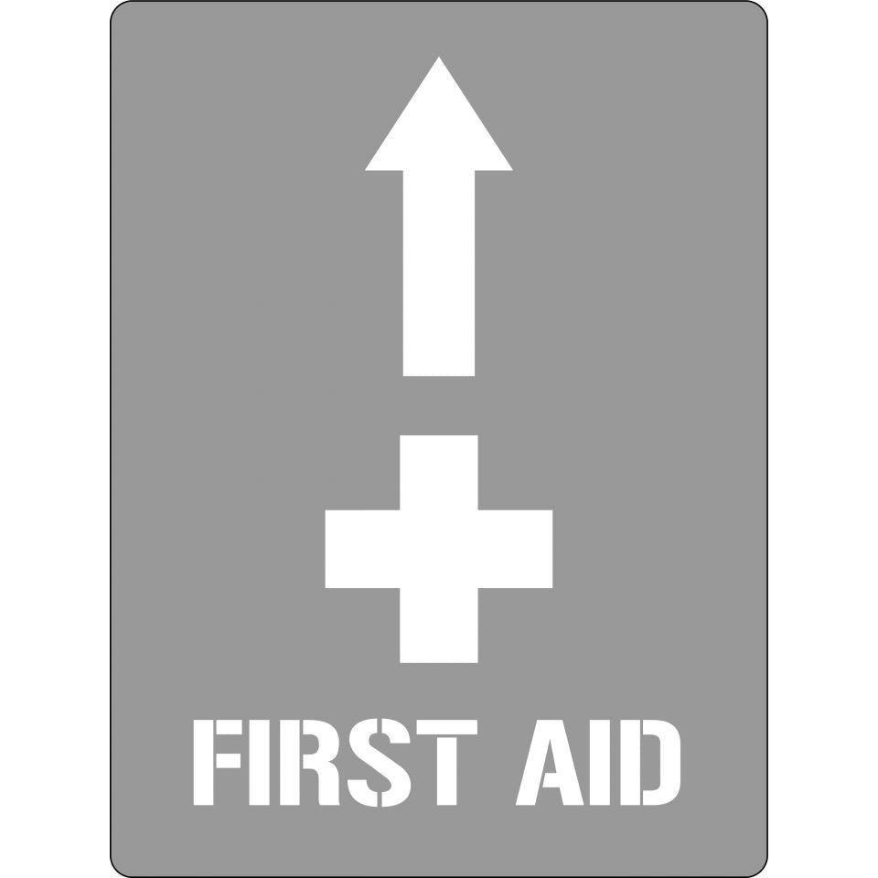 Uniform Safety Signs - 600x400mm - Poly Stencil - First Aid With Arrow | ST1209