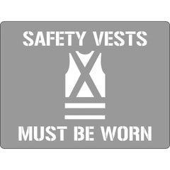 Uniform Safety Signs - 600x400mm - Poly Stencil - Safety Vest Must Be Worn (With Picto) | ST1210