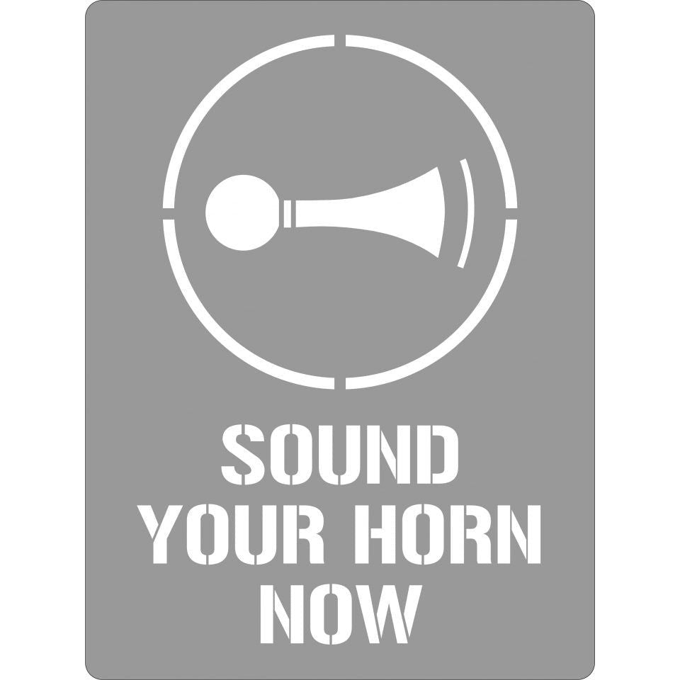 Uniform Safety Signs - 600x400mm - Poly Stencil - Sound Your Horn Now | ST1213