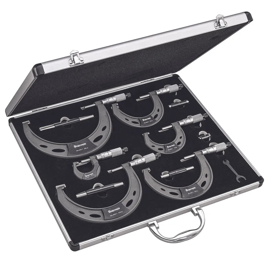 Starrett - Outside Mic Set: 0-6”; .0001” Grad | ST444.1CXRLZ