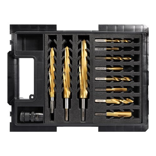 Alpha 14mm Versadrive 12 Pc Starter Kit 8 Drill & Tap Set 3 Reamer to 22mm with HD Adaptor