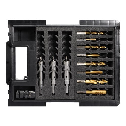 Alpha 14mm Versadrive 12 Pc Starter Kit 8 Drill & Tap Set 3 TCT Holecutter to 22mm with HD Adaptor