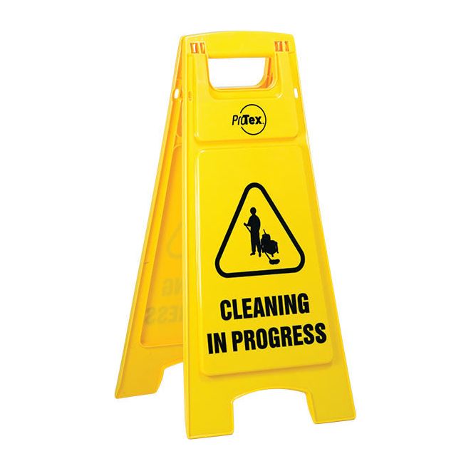 Uniform Safety Signs - Premium Plastic Sign Stand - Double Sided - Cleaning in Progress | STD31