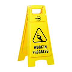 Uniform Safety Signs - Premium Plastic Sign Stand - Double Sided - Work In Progress (A-Frame) | STD36