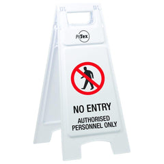 Uniform Safety Signs - Premium Plastic Sign Stand - Double Sided - No Entry Authorised Personnel Only (white) (A-Frame) | STD38