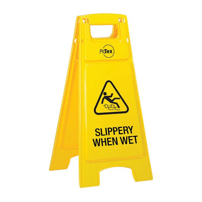 Uniform Safety Signs - Premium Plastic Sign Stand - Double Sided - Slippery When Wet (A-Frame) | STD39