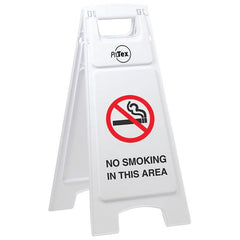 Uniform Safety Signs - Premium Plastic Sign Stand - Double Sided - No Smoking In This Area (white) (A-Frame) | STD40