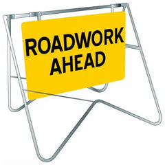 Uniform Safety Signs - 900 x 600mm - Swing Stand & Metal Sign - Class 1 - Roadwork Ahead [Freight Charges Apply] | STD500 Kit