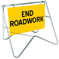 Uniform Safety Signs - 900 x 600mm - Swing Stand & Metal Sign - Class 1 - End Roadwork [Freight Charges Apply] | STD501 Kit