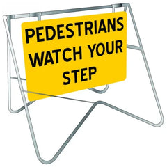 Uniform Safety Signs - 900x600mm - Swing Stand and Metal Sign - Class 1 - Pedestrians Watch Your Step [FREIGHT CHARGES APPLY] | STD503 Kit