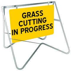 Uniform Safety Signs - 900x600mm - Swing Stand and Metal Sign - Class 1 - Grass Cutting In Progress [FREIGHT CHARGES APPLY] | STD507 Kit