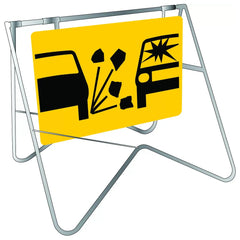 Uniform Safety Signs - 900x600mm - Swing Stand and Metal Sign - Class 1 - Loose Surface Picto [FREIGHT CHARGES APPLY] | STD510 Kit