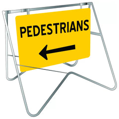 Uniform Safety Signs - 900 x 600mm - Swing Stand & Metal Sign - Class 1 - Pedestrians (Left Arrow) [Freight Charges Apply] | STD514 Kit