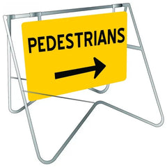 Uniform Safety - Signs - 900x600mm - Swing Stand & Metal Sign - Class 1 - Pedestrians (Right Arrow) [freight Charges Apply] | STD515 Kit