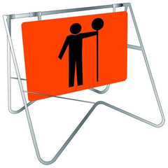 Uniform Safety Signs - 900x600mm - Swing Stand and Metal Sign - Class 1 - Symbolic Stop/Slow Man [FREIGHT CHARGES APPLY] | STD517 Kit
