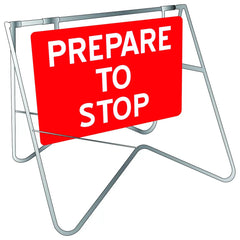 Uniform Safety Signs - 900 x 600mm - Swing Stand & Metal Sign - Class 1 - Prepare to Stop [Freight Charges Apply] | STD518