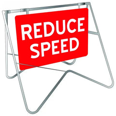 Uniform Safety Signs - 900 x 600mm - Swing Stand & Metal Sign - Class 1 - Reduce Speed [Freight Charges Apply] | STD519 Kit