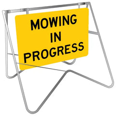 Uniform Safety Signs - 900x600mm - Swing Stand and Metal Sign - Class 1 - Mowing In Progress [FREIGHT CHARGES APPLY] | STD520 Kit