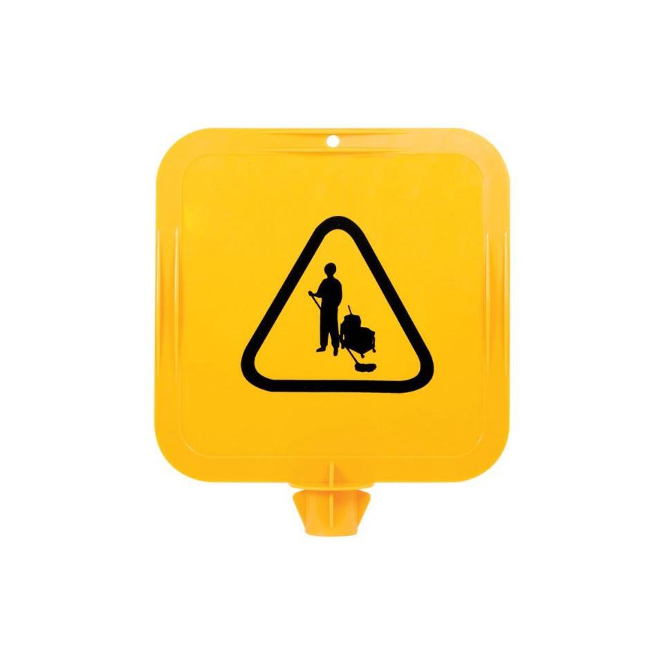 Uniform Safety Signs - Yellow Lock-in Sign Frame - Cleaning Pictogram | STH01