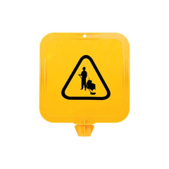 Uniform Safety Signs - Yellow Lock-in Sign Frame - Cleaning Pictogram | STH01