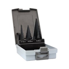 Alpha Thundermax Step Drill Straight Flute Incl 4-12mm. 4-20mm & 6-30mm Metric Plastic Box