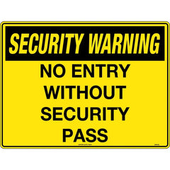 Uniform Safety Signs - 450x300mm - Poly - Security Warning No Entry Without Security Pass | SW019LSP