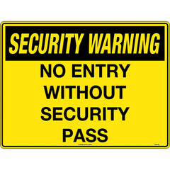Uniform Safety Signs - 600x400mm - Poly - Security Warning No Entry Without Security Pass | SW019LP
