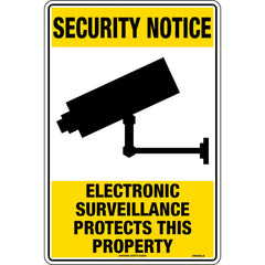 Uniform Safety Signs - 450x300mm - Metal - Security Notice Electronic Surveillance Protects This Property | SW022LSM