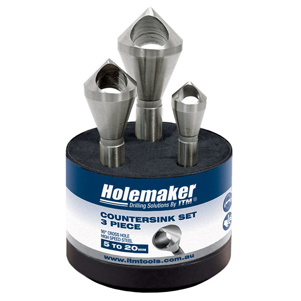 ITM - HOLEMAKER CROSS HOLE COUNTERSINK SET, 90 DEGREE, 3 PIECE | SWSET-03