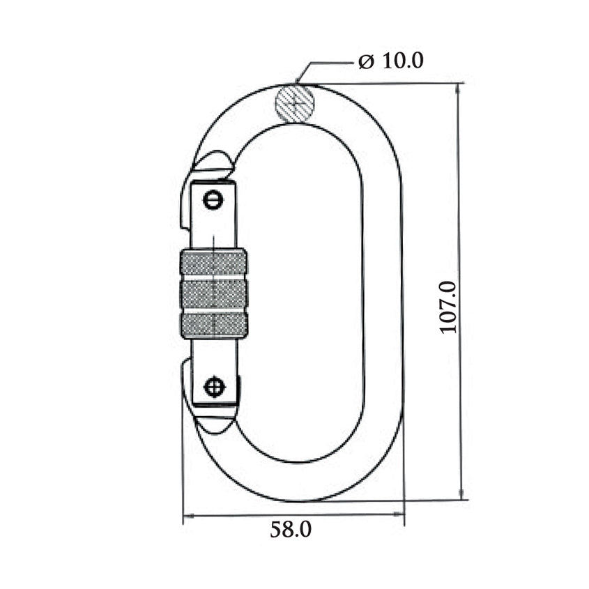 Austlift - Karabiner 18mm Gate Steel opening. Rated at 25kn. Conforms to EN362 | 915789