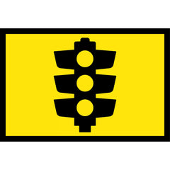 Uniform Safety Signs - Boxed Edge - 900 x 600mm - Class 1 Reflective - Traffic Lights Symbolic (B/Y) | T1-30