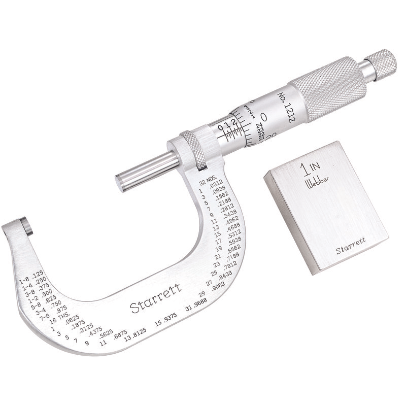 Starrett - Stainless Steel Mic 1-2in .0001in Grad Carbide Faces | T1212XRL