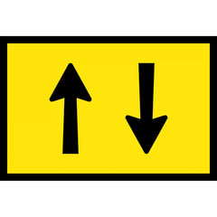 Uniform Safety Signs - Boxed Edge - 900 x 600mm - Class 1 Reflective - Lane Status - Two Way Traffic Symbolic (B/Y) | T2-24
