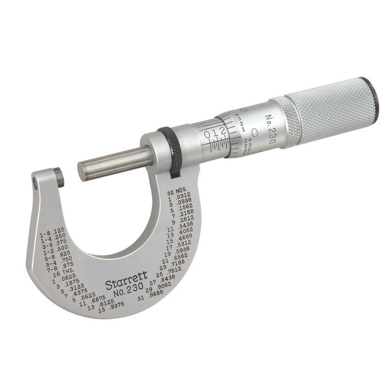 Starrett - Micrometer 0-1in Range .0001in Grad Carbide Faces | T230XFL