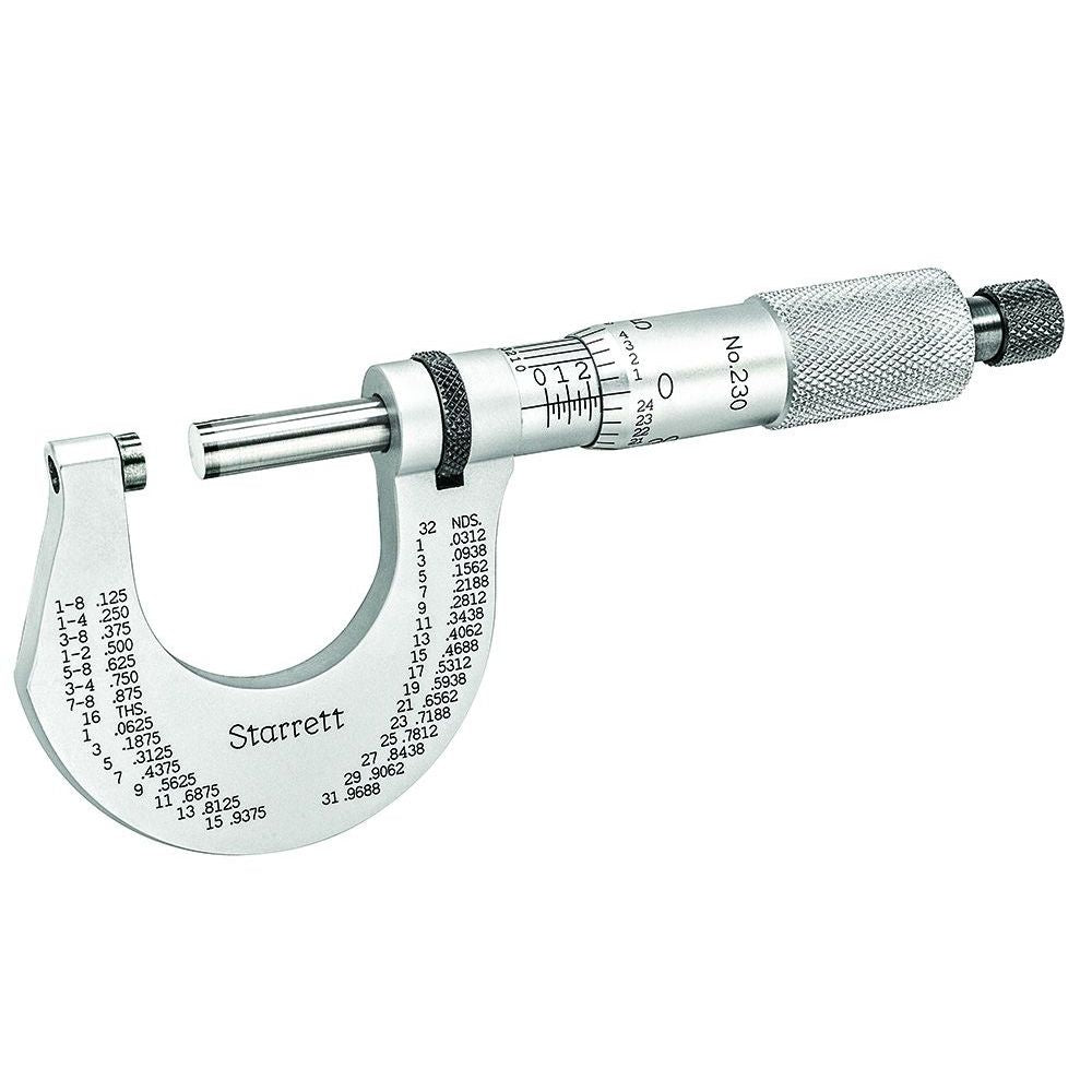 Starrett - Micrometer 0-1in Range .0001in Grad Carbide Faces | T230XRL