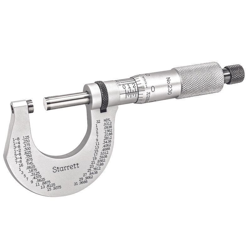 Starrett - Micrometer 0-1in Range .0001in Grad Carbide Faces | T230XRL
