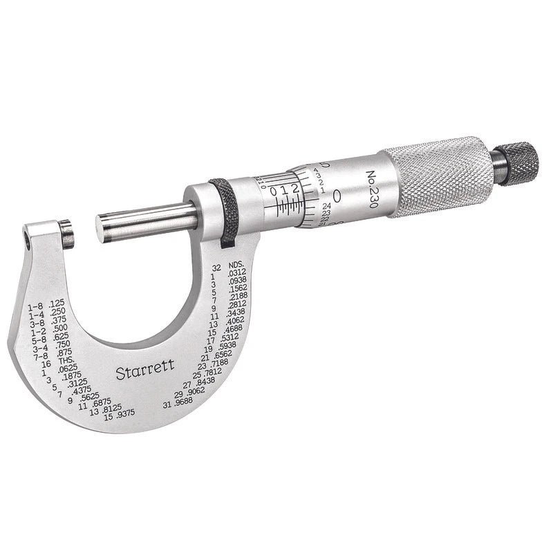 Starrett Micrometer 0-1" Range .0001" Graduation W/Standard Letter of T230XRL w/SLC