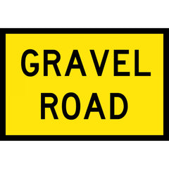 Uniform Safety Signs - Boxed Edge - 900 x 600mm - Class 1 Reflective - Gravel Road (B/Y) | T3-13