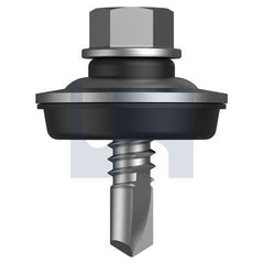 Hobsons - #14-14 x 25 - R1000 Bi-Metal Bi-Metal 304 Metal SDS Aluminium Seal Hex - 304 Stainless | T4XMXAH1414025