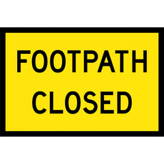 Uniform Safety Signs - Boxed Edge - 900x600mm - Class 1 Reflective - Footpath Closed (B/W) | T8-4