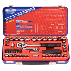 888 Tools - Socket Set - 888 1/4" & 3/8" Dr 12Pt Metric/Sae 55Pc | T820199