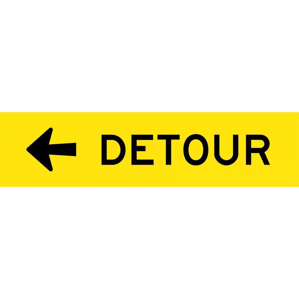 Uniform Safety Signs - 1200x300mm - Corflute - Class 1 - Detour (Arrow Left) | T9-14