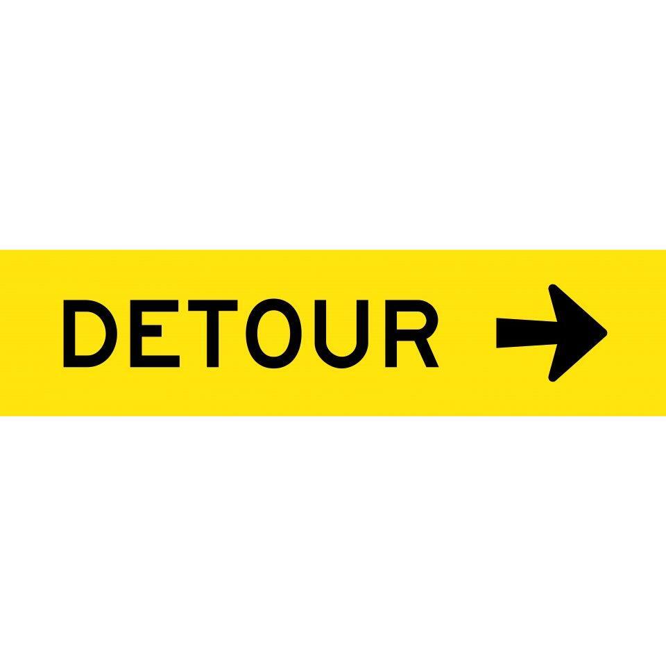 Uniform Safety Signs - 1200x300mm - Corflute - Class 1 - Detour (Arrow Right) | T9-15