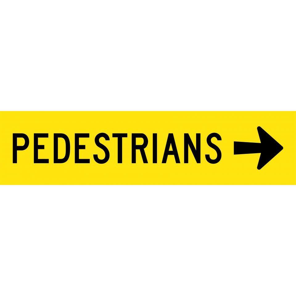 Uniform Safety Signs - 1200x300mm - Corflute - Class 1 - Pedestrians (Arrow Right) | T9-19