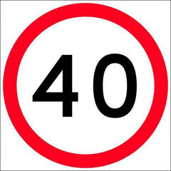 Uniform Safety Signs - 600 x 600mm - Aluminium - Class 1 - Reflective - 40 Km Speed Restriction in Roundel(Corners Only) | T9-34M
