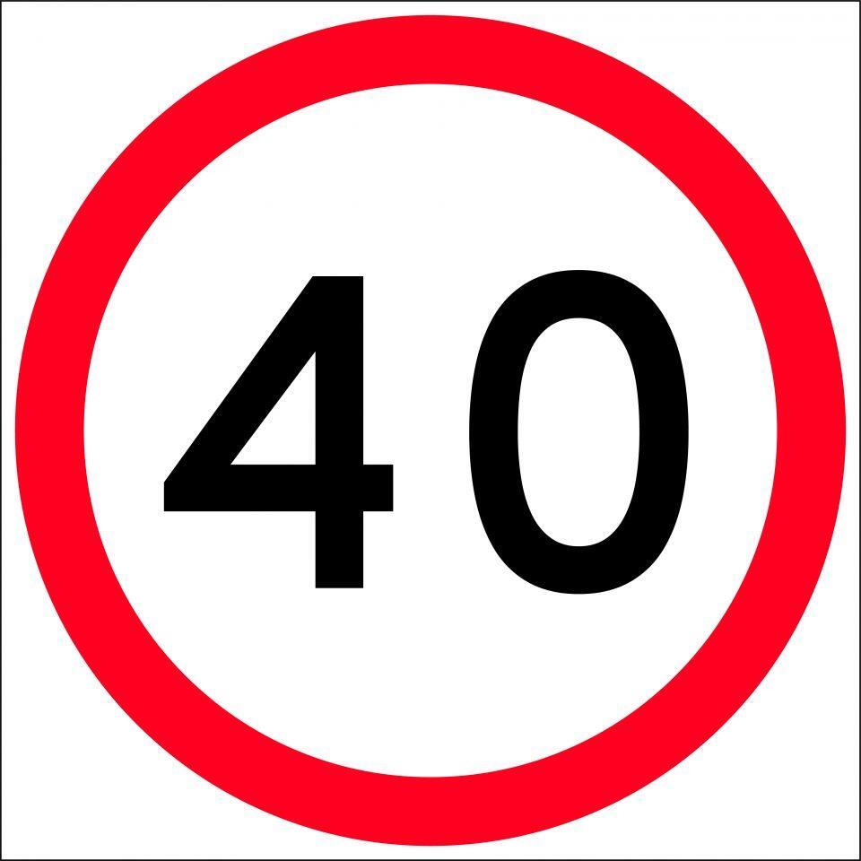 Uniform Safety Signs - 600x600mm - Corflute - Class 1 - 40 km Speed Restriction in Roundel | T9-34