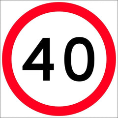 Uniform Safety Signs - 600x600mm - Corflute - Class 1 - 40 km Speed Restriction in Roundel | T9-34